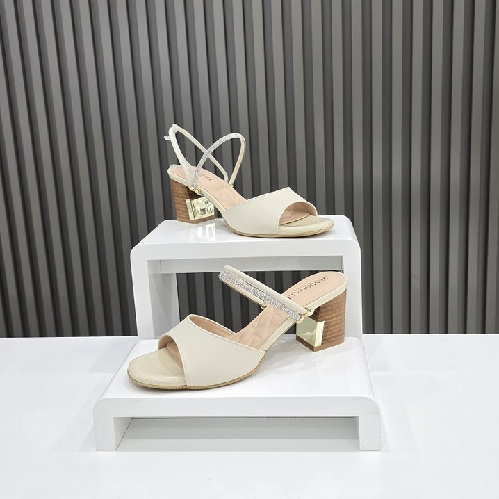 탠디by미셸 여성 토오픈 심플가죽 큐빅 포인트 쿠션6cm뮬슬링백 투웨이샌들12P2055K