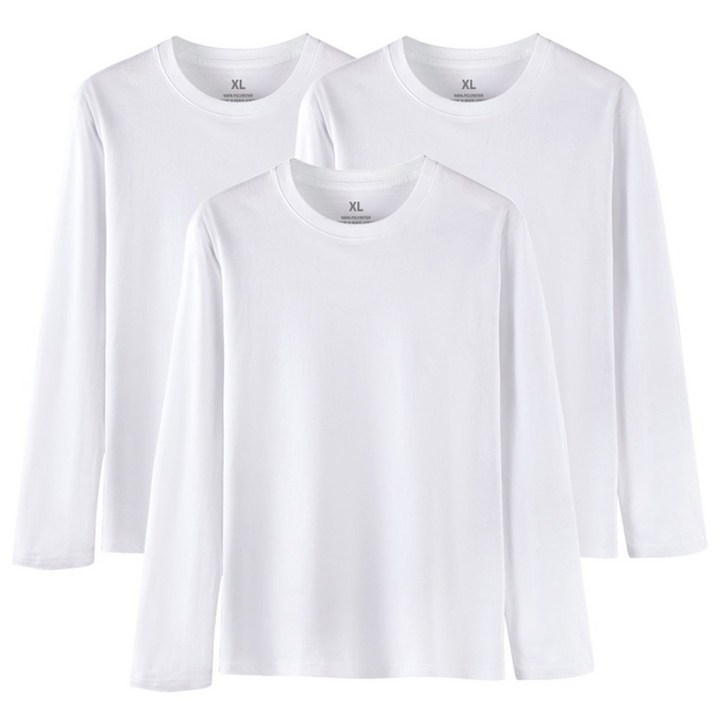 111 에이커즈 30수 무지 긴팔 티셔츠 기본 라운드 면티 흰티