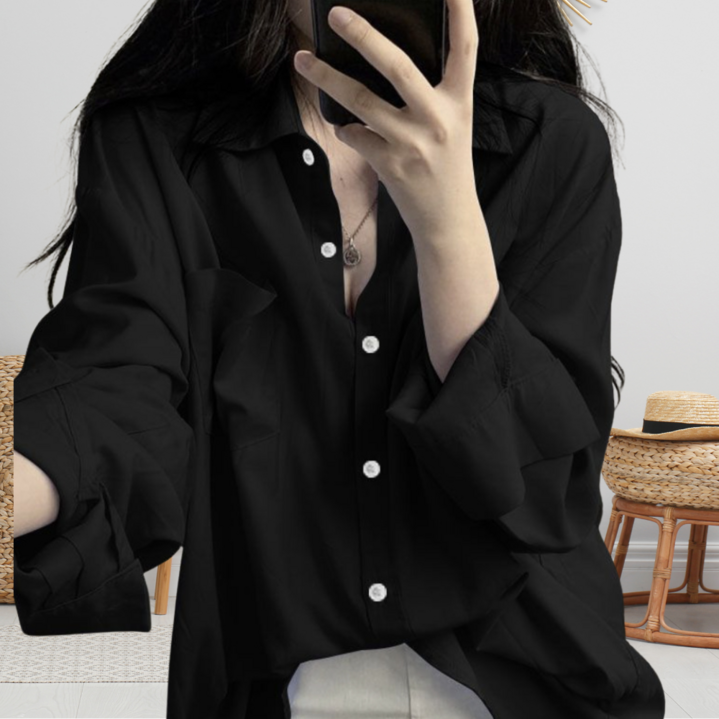 멋컷 여성여름긴팔셔츠 데일리룩 클래식 셔츠 여름 빅사이즈 출근룩 루즈핏