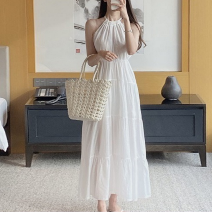 루나모드 여신핏 홀터넥 롱원피스  K0226