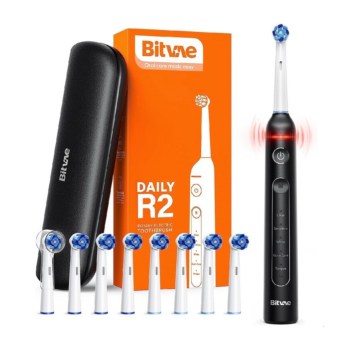 비트베이 R2 회전전동칫솔 스마트압력센서 칫솔모8개 /휴대용케이스 포함 Bitvae Amazon 베스트 모델