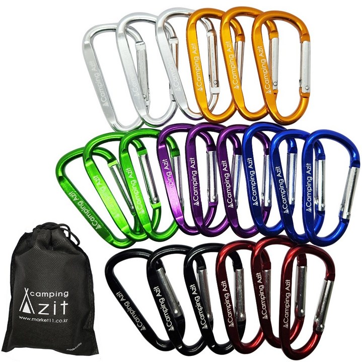 알루미늄 7컬러 카라비너 21개세트, 7cm