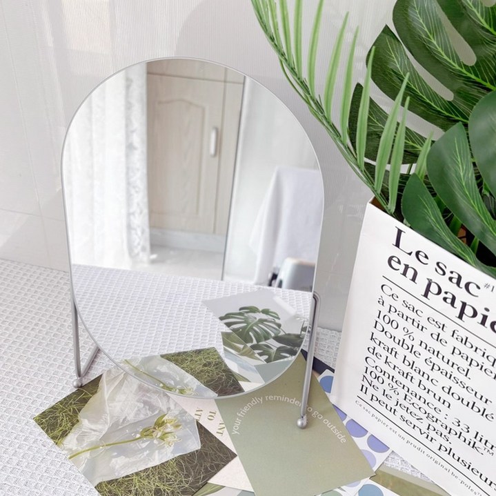 미드센추리 프레임리스 모던 탁상거울 화장대 각도조절 거울