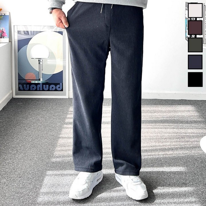 놈시크 29-38 도톰한 겨울 기모 남자 골덴 바지 코듀로이 와이드 밴딩 팬츠