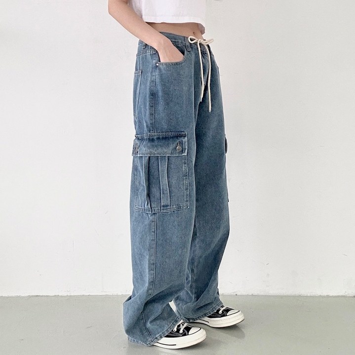 카고 데님 와이드 청바지 데님팬츠 카고 데님 와이드 청바지 데님팬츠