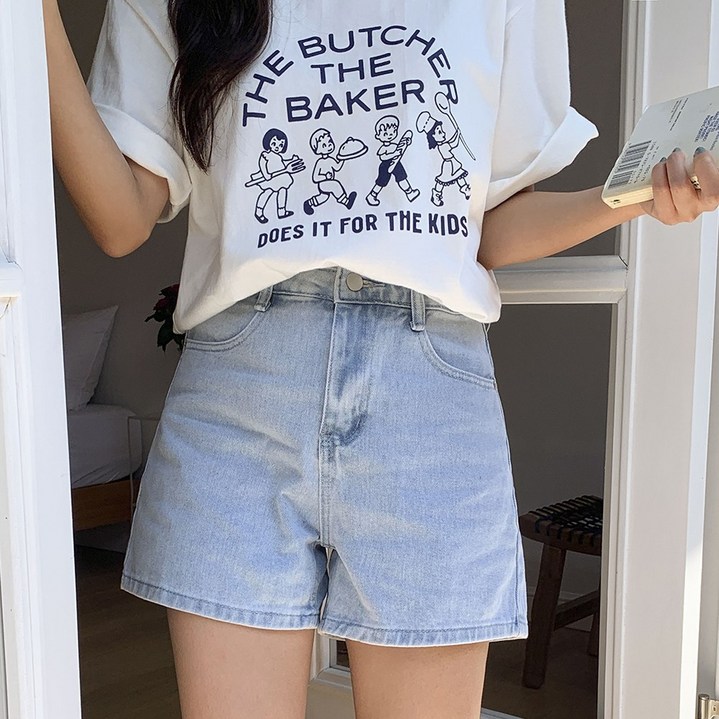 토마토팩토리 여성용 에디슨 여름 4부 데님 숏 청 반바지
