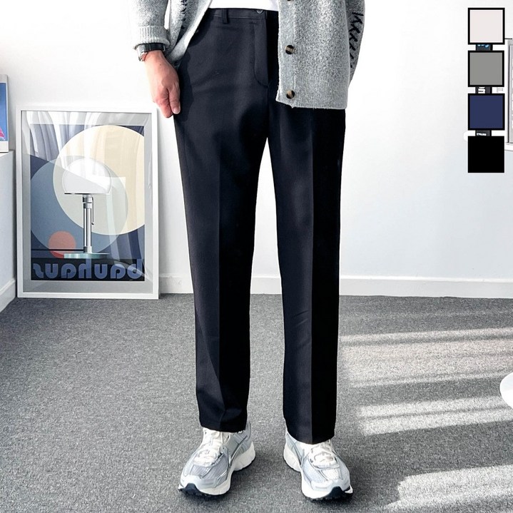 놈시크 28-40 남자 얇은 기모 슬랙스 링클프리 스판 9부 10부 바지 빅사이즈