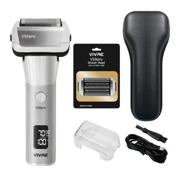 최신형 비브르 전기 면도기 5중날 + 트리머 + 파우치 + 방수, VS9PRO, 크롬실버