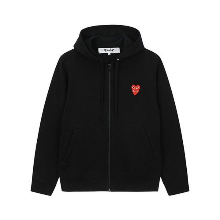 꼼데가르송 더블 하트 로고 후드티셔츠 블랙 P1T294
