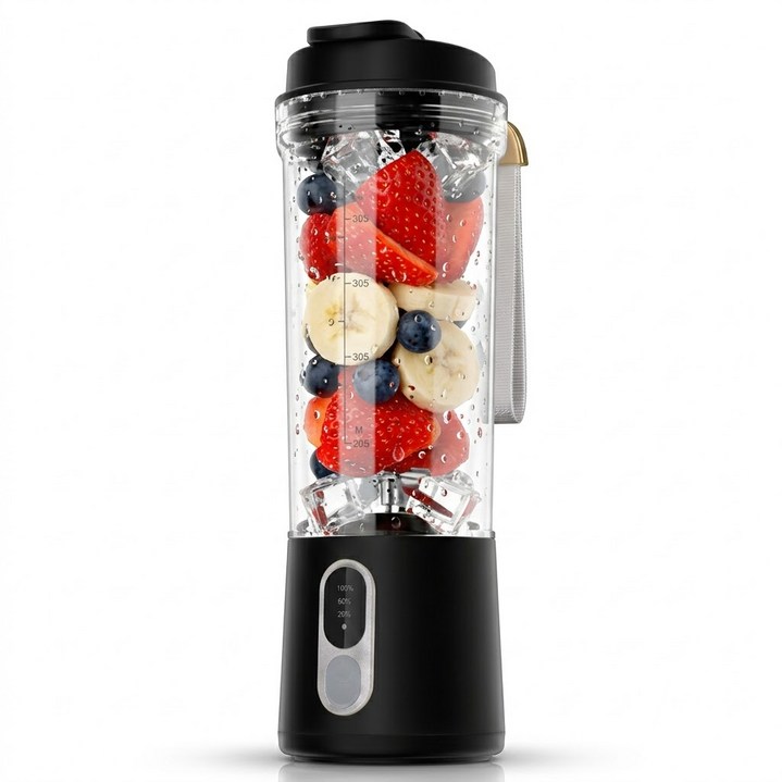 밀리아토 300W 트라이탄 휴대용 미니 믹서기 무선 블렌더, BJ500B 블랙