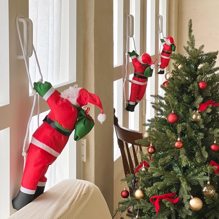 루시아이 대롱대롱 사다리 타는 산타 크리스마스 장식, 1개