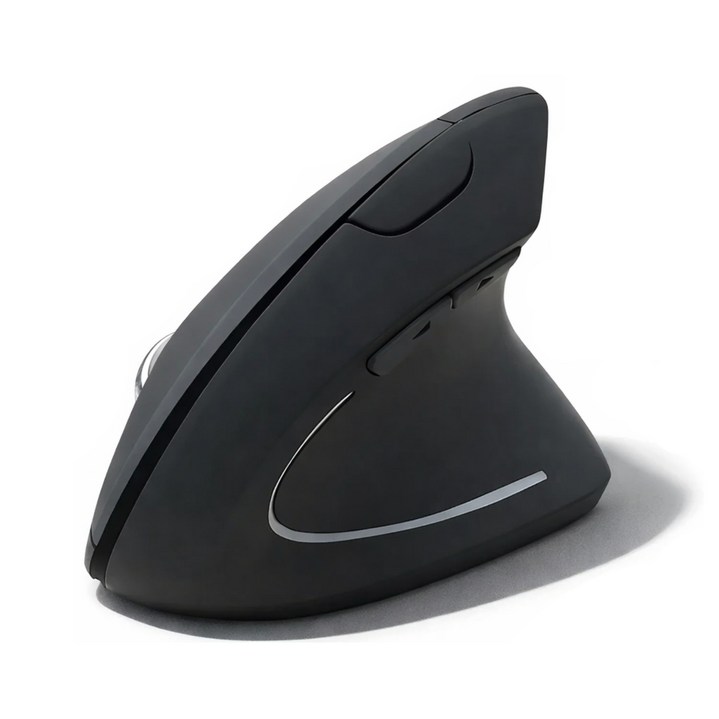 Monsik 몽식 충전식 무소음 무선 인체공학 버티컬 마우스, 블랙