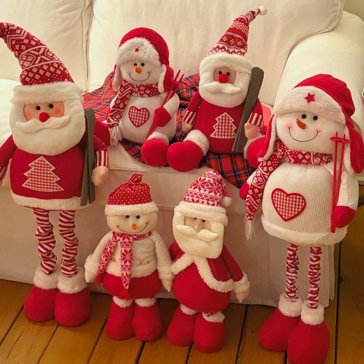 크리스마스 장식 소품 늘어나는 롱다리 산타 눈사람 인형, 1개, 원터패밀리