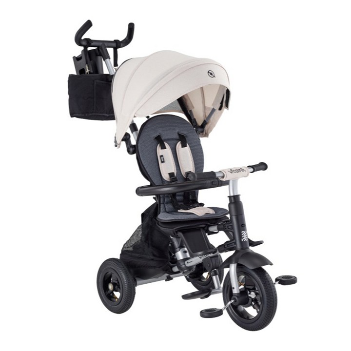 삼천리자전거 2024 VITAMIN TRIKE PREMIUM 세발자전거 완조립 75cm 바람막이 휠커버 세트, 멜란지 베이지세발자전거, 블랙바람막이