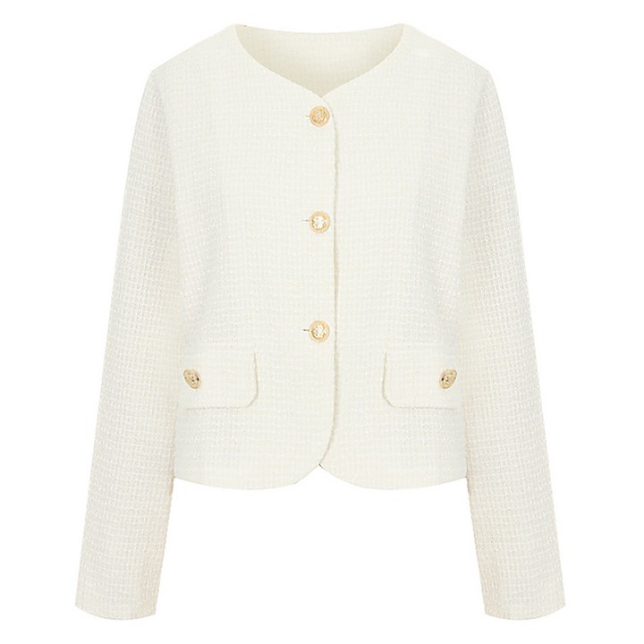 티뷰 여성용 데일리 라운드 트위드 자켓 V4CCJK020