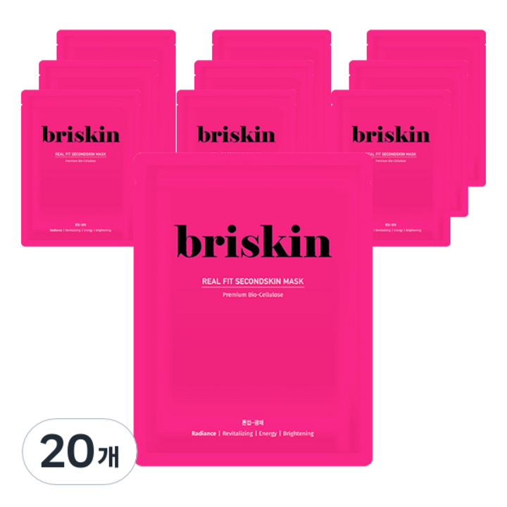 브리스킨 리얼 핏 세컨드스킨 광채 시트 마스크, 1개입, 20개