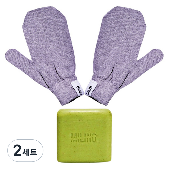 달콤리빙 밀리노 국내생산 때장갑 좌우 1P + 스크럽 비누 1P 세트
