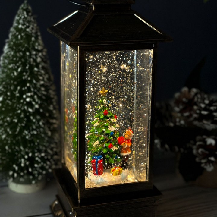 크리스마스용품 빌라드하우스 엔틱 랜턴 LED 크리스마스 워터볼, 단일색상