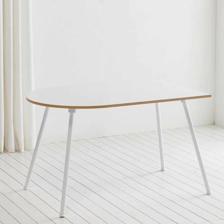 스칸디무드 쿠크 반타원형 4인용 식탁 테이블 1200 x 800 mm, 화이트
