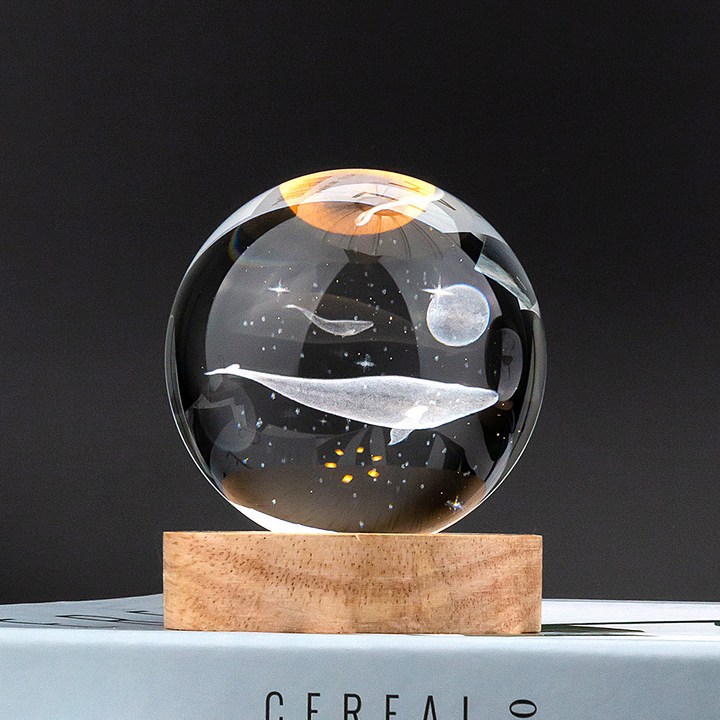 레토 3D 유리구슬 고래 무드등 집들이선물 LED 조명 LML-C29, 단일색상