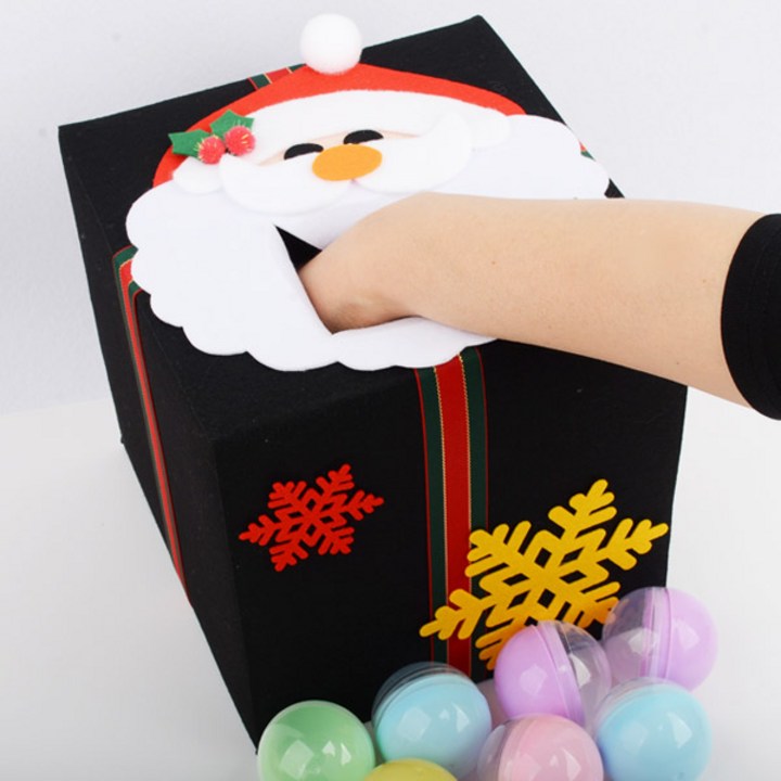 크리스마스 산타 궁금이 상자 DIY 뽑기상자 캡슐 포함 20cm