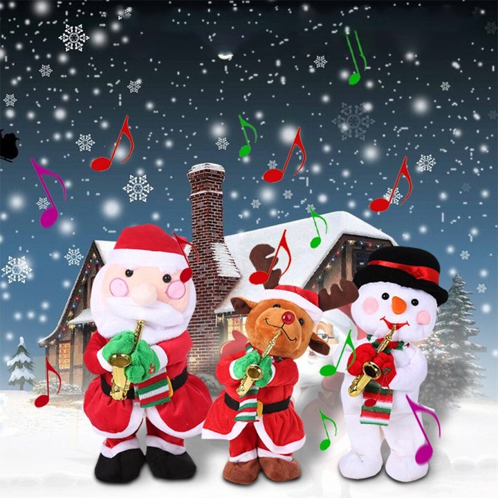 8곡 탑재 크리스마스 댄싱 인형 춤추는 산타 루돌프 눈사람 인테리어 장식