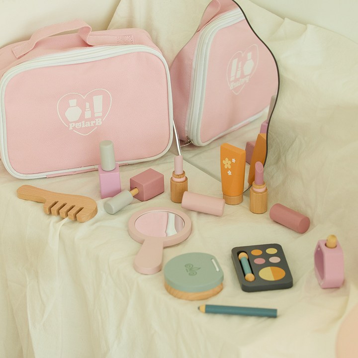 폴라비 원목 화장놀이 유아 나무블럭 역할놀이 장난감 세트, 1개