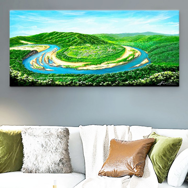 돈이 쏟아져 들어오는그림 하회마을 명당도 그림 액자 부자되는 풍수 인테리어 집들이 선물