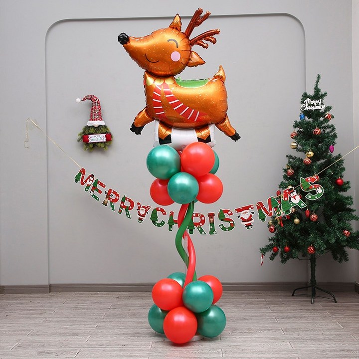 [피앤비유니티]크리스마스 산타 루돌프 눈사람 지팡이 풍선기둥세트
