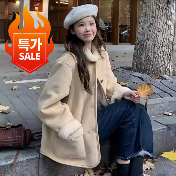 ZAJA램스울 코트 겨울 양털 코트 보온 항한 여성 러블리 숏 가을 겨울 패션