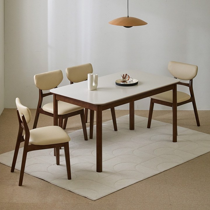 파로마감사제 파로마 데니벨 세라믹 원목식탁 의자 세트 4인용 1400 의자4, 상세 설명 참조, 옵션선택월넛베이지 의자 세트