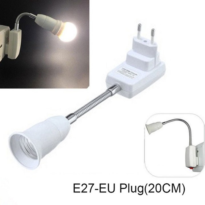 EU 플러그 확장 라이트 소켓 E27 전구 플러그 익스텐더 스위치 사용 쉬운 사용