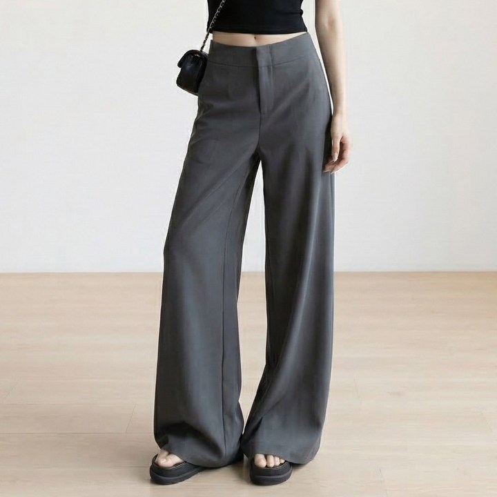 오브나인 레트로 루즈핏 와이드 롱 슬랙스 캐주얼 정장 바지 3color델로나