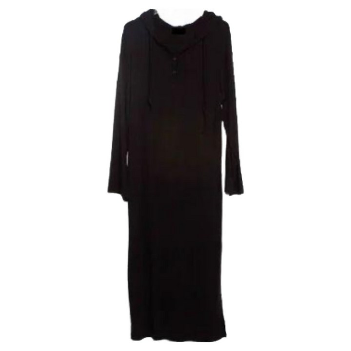 YB 여성 후드 롱 원피스, 블랙