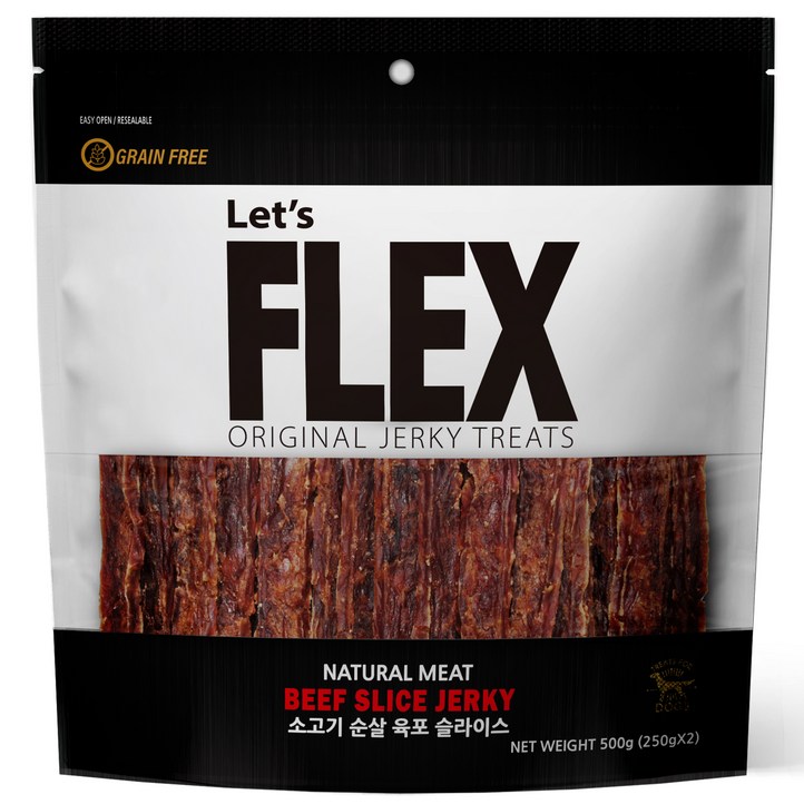 렛츠플렉스 강아지 그레인프리 순살 슬라이스 육포, 소고기, 500g, 1개