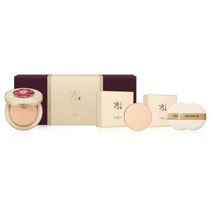 수려한 채화윤 팩트 본품 20g  리필 20g  퍼프 2p 세트