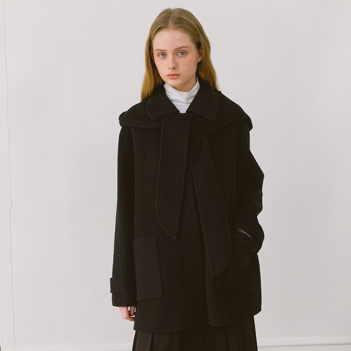 엽페 여성용 후드 타이 핸드메이드 코트