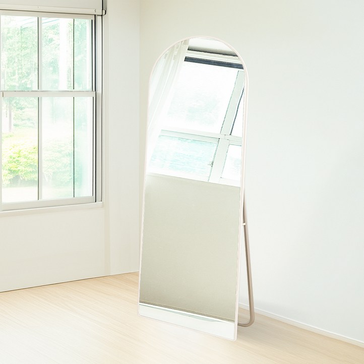 베라스코 대형 아치형 2in1 스탠드 벽걸이 전신거울, 화이트