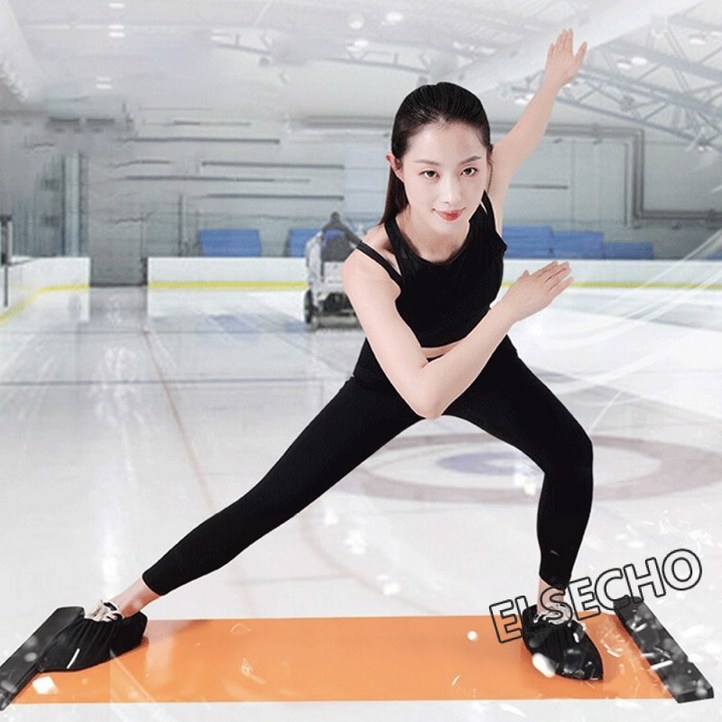 ELSECHO 슬라이딩 보드 슬라이딩 매트 헬스소품 연습 운동기구 스케이트 매트 그리고 신발 파우치 세트 포함, 오렌지