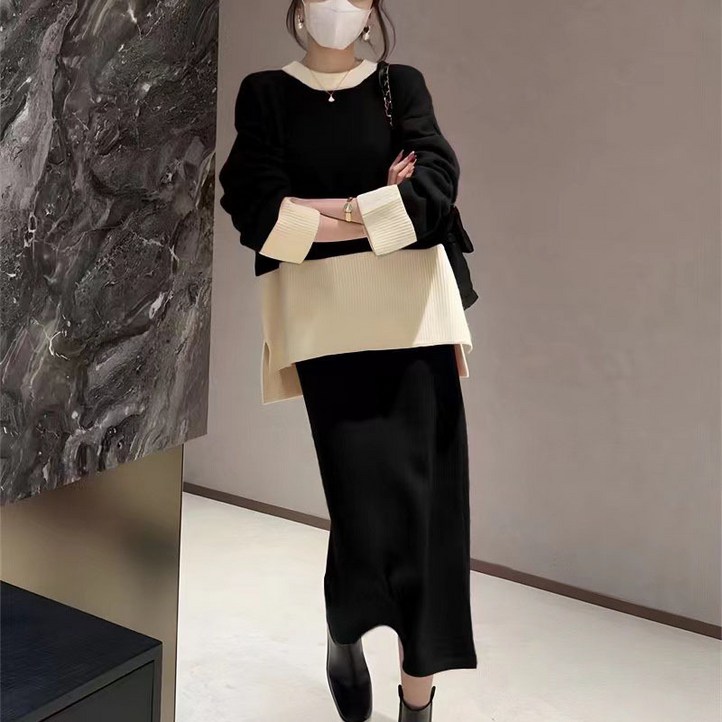 COSYEVNO 여성 정장 세트 겨울 신상 캐주얼 상의 데일리 통근 기본 코디 긴팔 니트 BCXnstz10