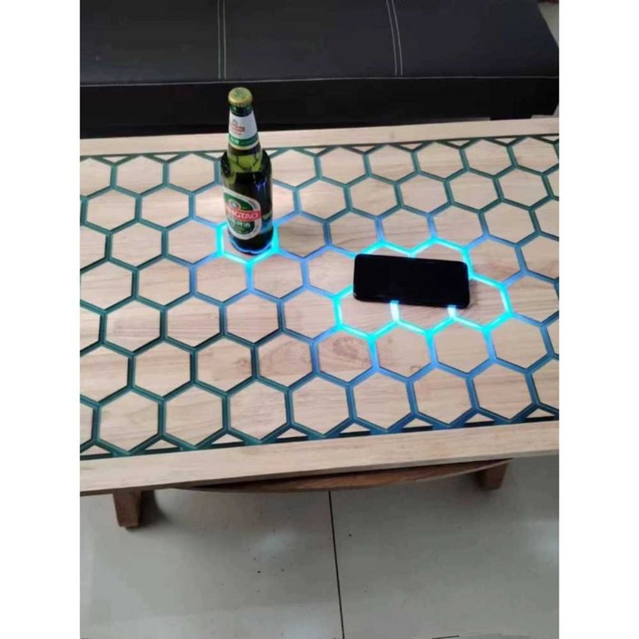 LED 테이블 상판 인테리어 테이블 상판 다리없음, 원목 블루조명 600x300 두께40mm