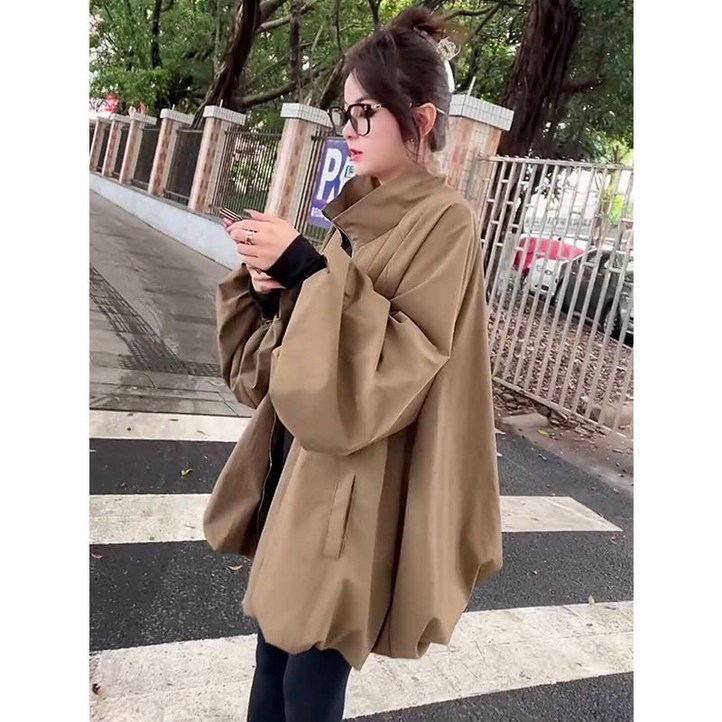 COSYEVNO 여성 트렌치코트 가을 하프 퍼프소매 루즈핏 캐주얼 코트 CXJwt05