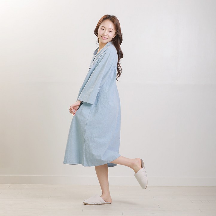 코튼샤워 순면 피그먼트 홈웨어 원피스 잠옷