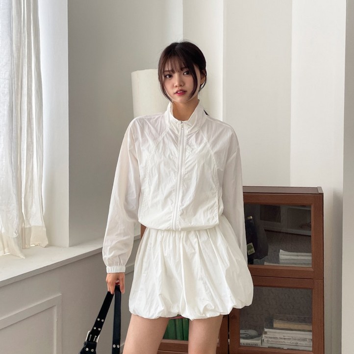 디아미뇽 아티 스트링 집업 바람막이 호박 벌룬 스커트 세트