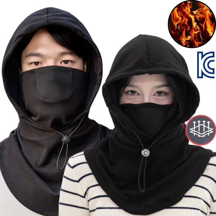 등산 제코 후드 멀티프 플리스 그루브스타 낚시 넥워머 방한 마스크 자전거, 1개, 블랙