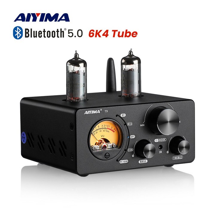 AIYIMA 오디오 T9 블루투스 5.0 진공관 앰프 USB DAC 스테레오 수신기 동축OPT 하이파이 가정용 오디오 디지털 앰프 VU 미터 100w