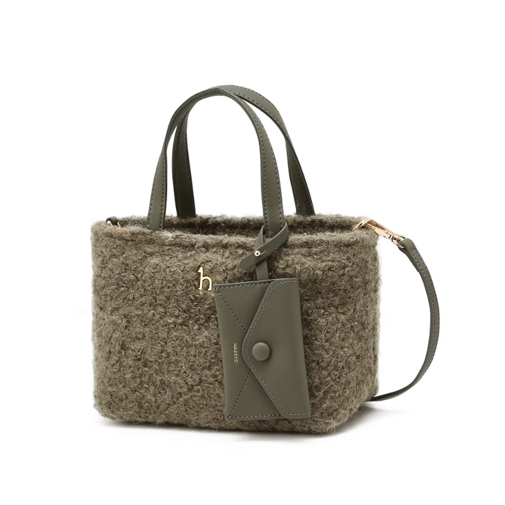 정품 신상 헤지스 페이크 퍼 푸들백 뽀글이 가방 여성 미니 토트백 겸 크로스백