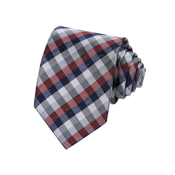 타운젠트 남성 깅엄체크 네이비 화이트 정장 넥타이