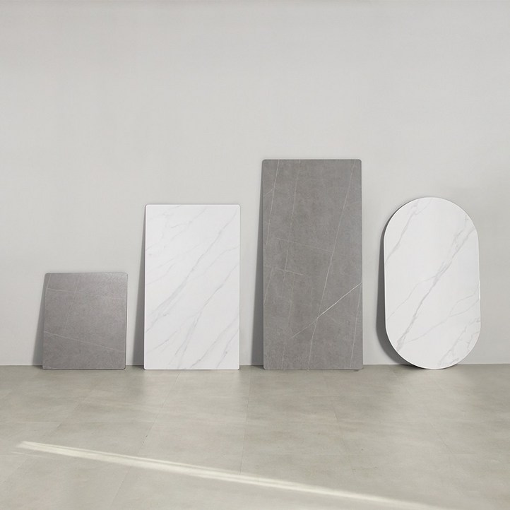 라로퍼니처 포세린 통 세라믹 식탁 테이블 상판만 2인 4인 6인 사각 원형 타원 프레임, 다리 제외, 그레이, 4인용