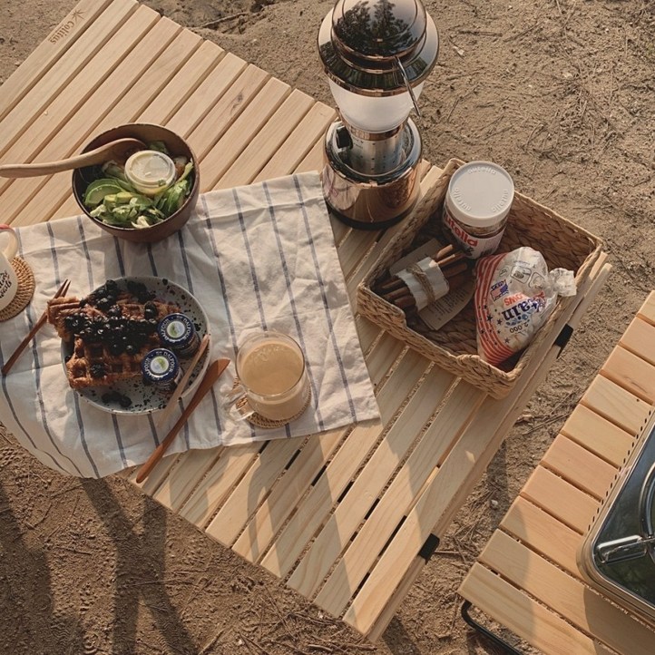 콜리타스 캠핑 우드 롤테이블 900 1200 차박 감성 소나무 원목 테이블 당일배송